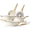 SENSARTE Ceramic Cookware Sets, Pots and Pans Set Nonstick, 14-Piece Induction Cookware, Non-toxic Healthy Non Stick Kitchen Cooking Set, with Frying Pans Set, PFAS PTFE PFOA PFOS Free