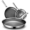 Aceself Pans Set Nonstick,Hybrid Non Stick Frying Pans Set(8+10+12inch),Pan for cooking,PFOA Free Induction Cookware Sets,non stick Stainless Steel Skillets,Dishwasher and Oven Safe Kitchen set