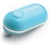 Kitchen Mama Mini Electric Can Opener Smooth Edge: Open Cans with A Simple Press of Button - Ultra-Compact, Space Saver, Portable, Hands Free, Food-Safe, Battery Operated (Blue)