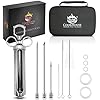 Meat Injectors for Smoking - Stainless Steel Marinade Injector Kit with Case and Window for BBQ, Grilling - 3 Syringe Needles for Injection of Flavor, Sauce - Food Injector for Turkey, Beef, Brisket