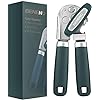 Can Opener Manual with Magnet and Sharp Blade Smooth Edge, Handheld Openers with Big Effort-Saving Knob, Can Opener with Multifunctional Bottles Opener, Green