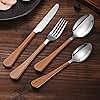 Wood Silverware Set for 8 Flatware Sets Stainless Steel Wooden Grain Handle Cutlery 32 Piece Tableware Utensils Set for Home Kitchen Restaurant Wedding Mirror Pololished