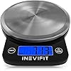 INEVIFIT Digital Kitchen Scale, Highly Accurate Multifunction Food Scale 13 lbs 6kgs Max, Clean Modern Black with Premium Stainless Steel Finish. Includes Batteries