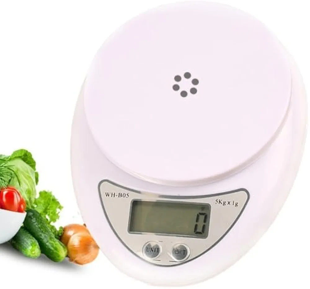 Digital Kitchen Scale, Multifunction Food Scale, Diet Food Compact Scale Measures in Gm and OZ, 0.1oz/ 1g Increment, 11lb/5kg