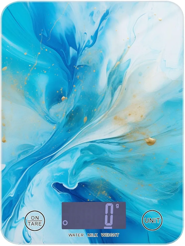MNSRUU Food Kitchen Scale, Marble Blue Digital Food Scale, Kitchen Scales Digital Weight Scale for Food Ounces and Grams