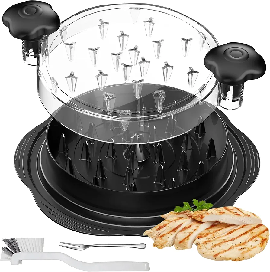 Chicken Shredder, Chicken Shredder Tool Twist Large Meat Shredder for Chicken Breast Pork Beef, Visible Lid, Ergonomic Handle, Anti-Slip & Dishwasher Washable, Black