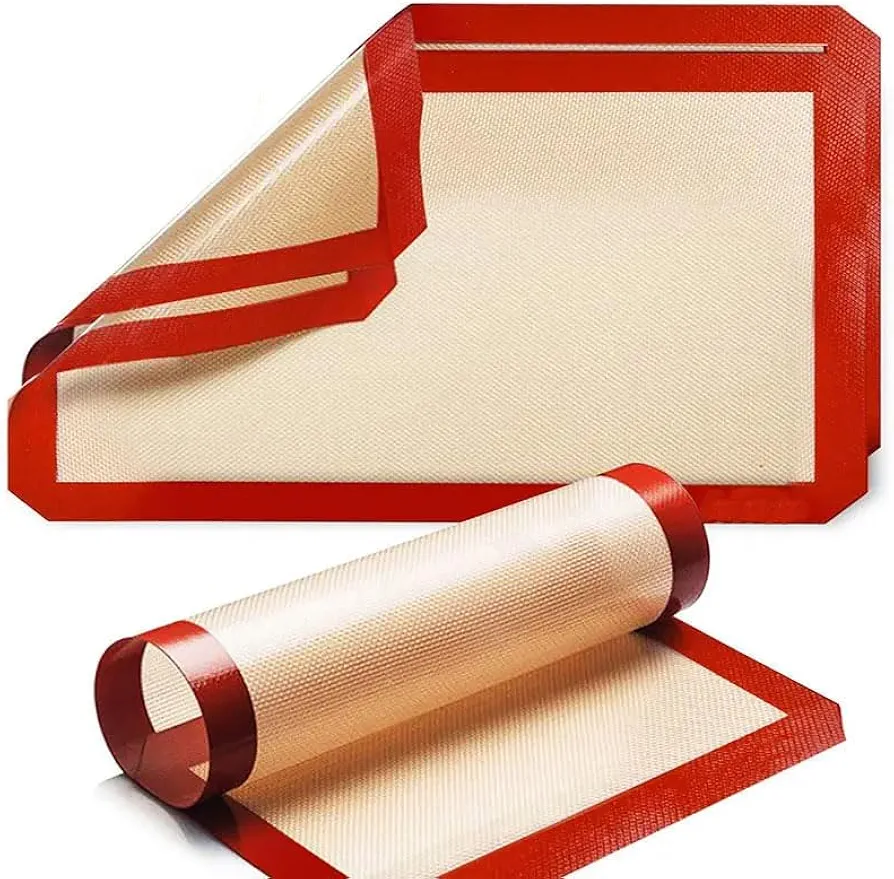 Easily Cleanable & Reusable, Food Safe, Pack of 3, Rectangular Non-stick Silicone Cooking/Baking Mat