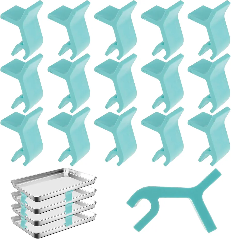 16Pcs Baking Sheet Stackers, Space-Saving Tray Stackers, Reusable Trays Stacking Holder, Multipurpose Baking Tray Stackers for Freeze Dryer Trays