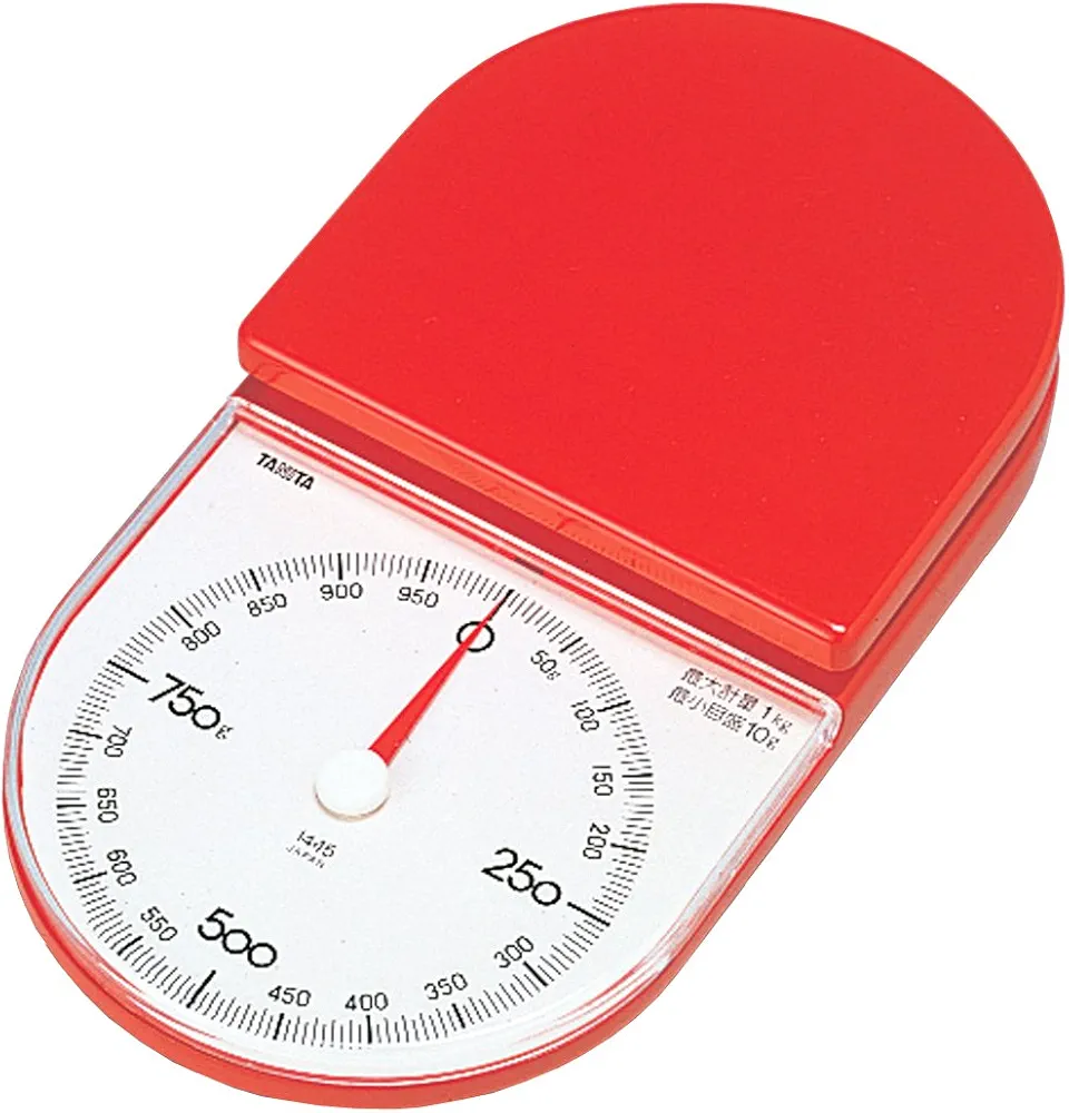 Tanita 1445-RD Cooking Scale, Kitchen Scale, Cooking, Analog, 2.2 lbs (1 kg), 0.1 oz (5 g) Unit, Red
