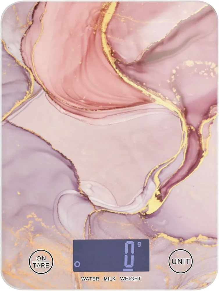 MNSRUU Food Kitchen Scale, Pink Marble Abstract Digital Food Scale, Kitchen Scales for Weight Loss/Baking/Cooking, Digital Weight Scale for Food Ounces and Grams