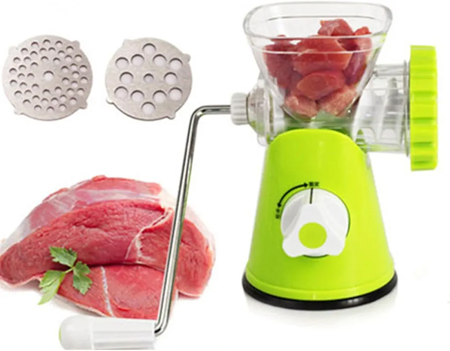 Meat Grinder Kitchen Mincer Hand Crank Mincer Maunal Meat Mincer Stuffer Green