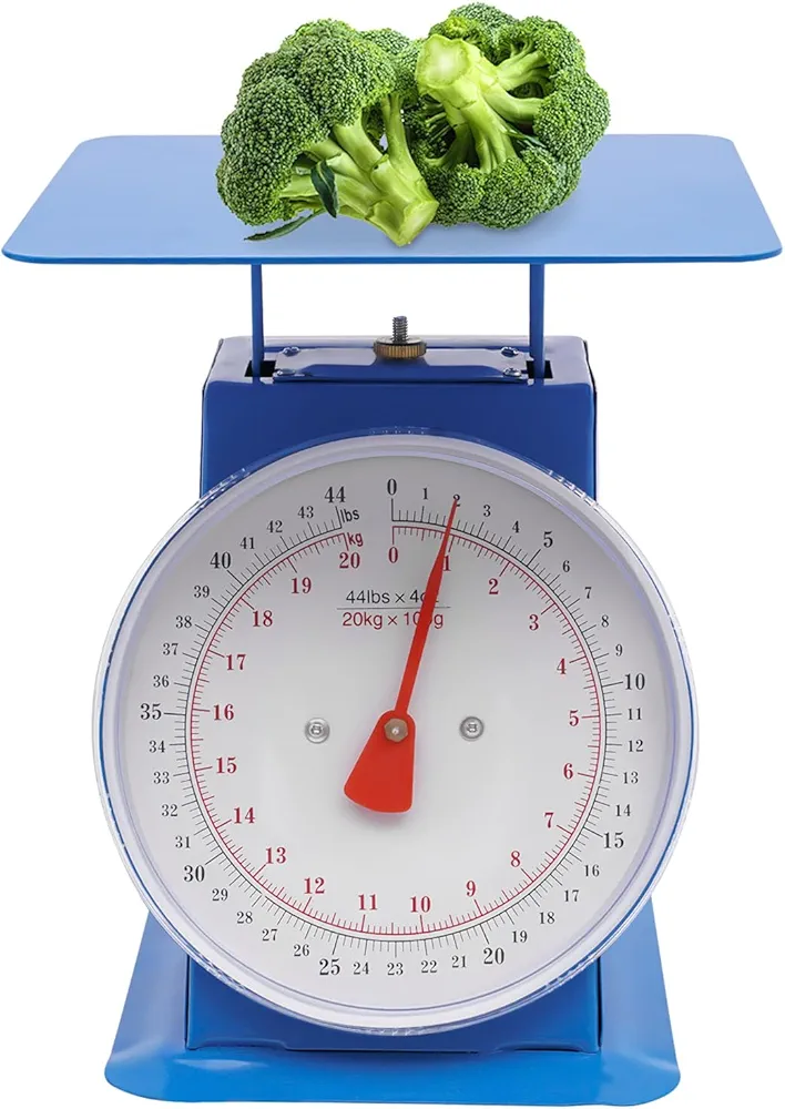 Mechanical Dial Scale, Industrial Dial Scale, 20kg/44lbs Portion-Control Mechanical Scale with Iron Platform for Supermarkets Food Markets Snack Shops Express Packing Vegetable Markets