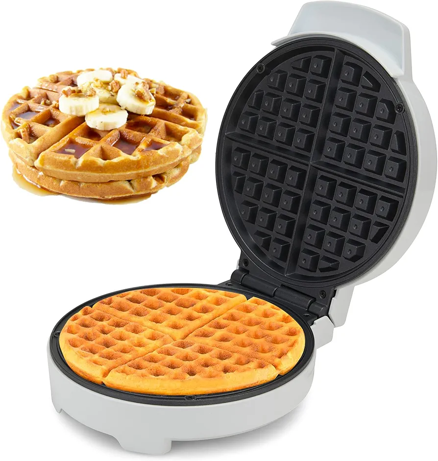 Lumme Waffle Maker Electric Waffle Maker Machine Waffle Iron for Individual Waffles, Paninis, Hash browns, other on the go Breakfast, Lunch, or Snack (White)