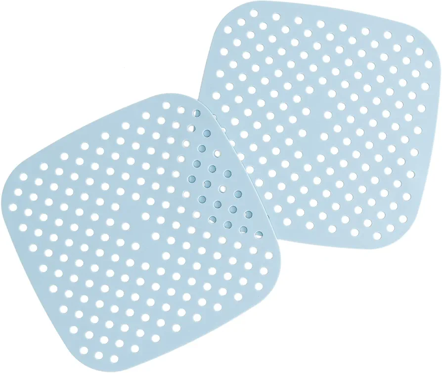 Air Fryer Silicone Liners, Non-Stick, Easy Clean, Reusable Air Fryer Liner Mats Accessories 8.5” SQUARE (2-Pack) “ALPINE SKY” Fits most air fryer models