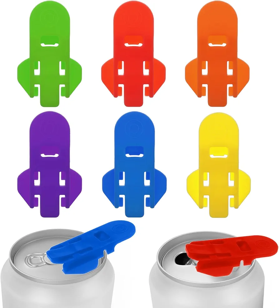 Giantree Manual Easy Can Opener, 6Pcs Colored Drink Protector for Soda Coke Protects Cold Drinks from Dust at Picnic BBQ