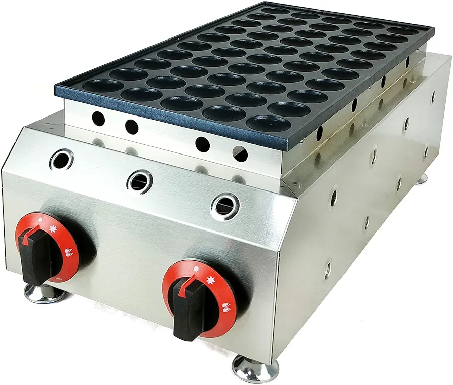 LPG Gas Dutch Pancakes Maker Machine 50PCS Commercial Nonstick Mini Pancakes Maker Machine Stainless Steel for Restaurant