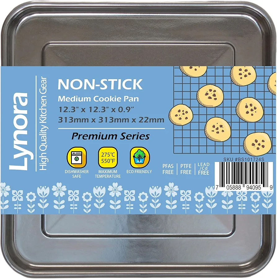 Square Baking Tray, Non-Stick Premium Enamel Cookie Pan for Smart Oven & Ninja, 31.3cmx31.3cmx2.2cm 12.3" x 12.3
