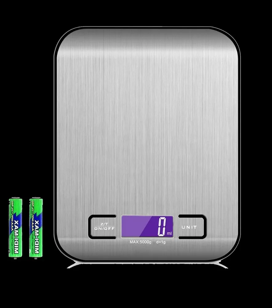 SAMADEX Precision Digital Kitchen Scale for Baking and Cooking - Stainless Steel Food Weighing Scale with Grams and Ounces, Compact for Meal Prep & Weight Loss (Batteries Included) (Black)