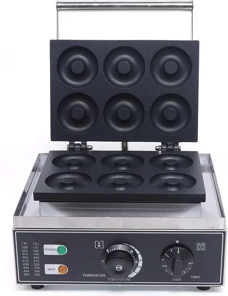 110V Electric Pancake Maker, 6 Grid Dutch Pancakes Maker Commercial Mini Waffle Maker Non-stick Pancake Maker, Stainless Steel Home Muffin Pancake Machine for Bakery Home Kitchen Restaurant