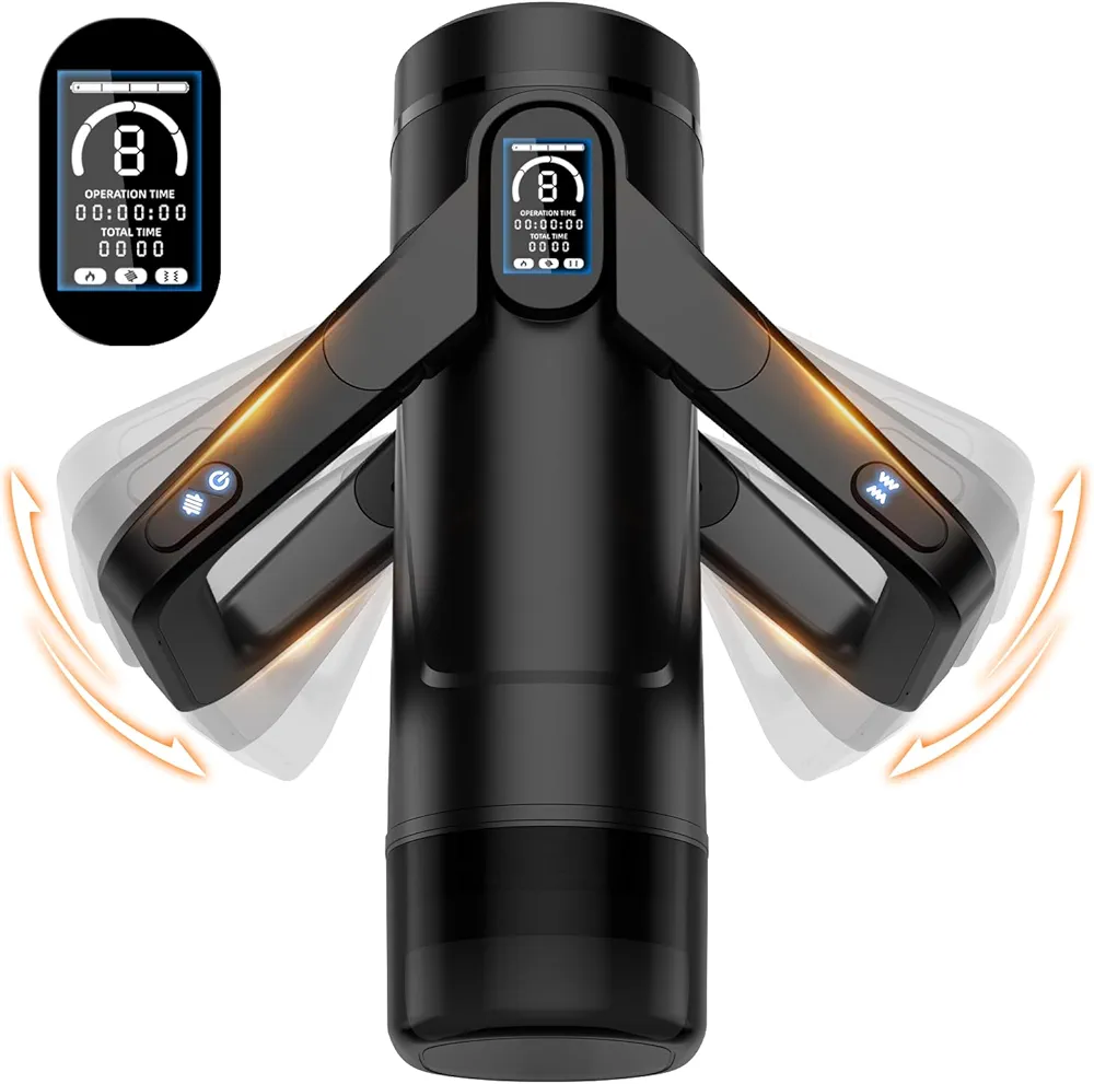 Sex Toys for Men Automatic Male Masturbator Penis Pump, 9 Scrotal Vibrations, Wing Handle Design, 9 Thrusting, LCD Display, Male Sex Toy Pocket Pussy Sex Machine Adult Sex Toys & Games, Black