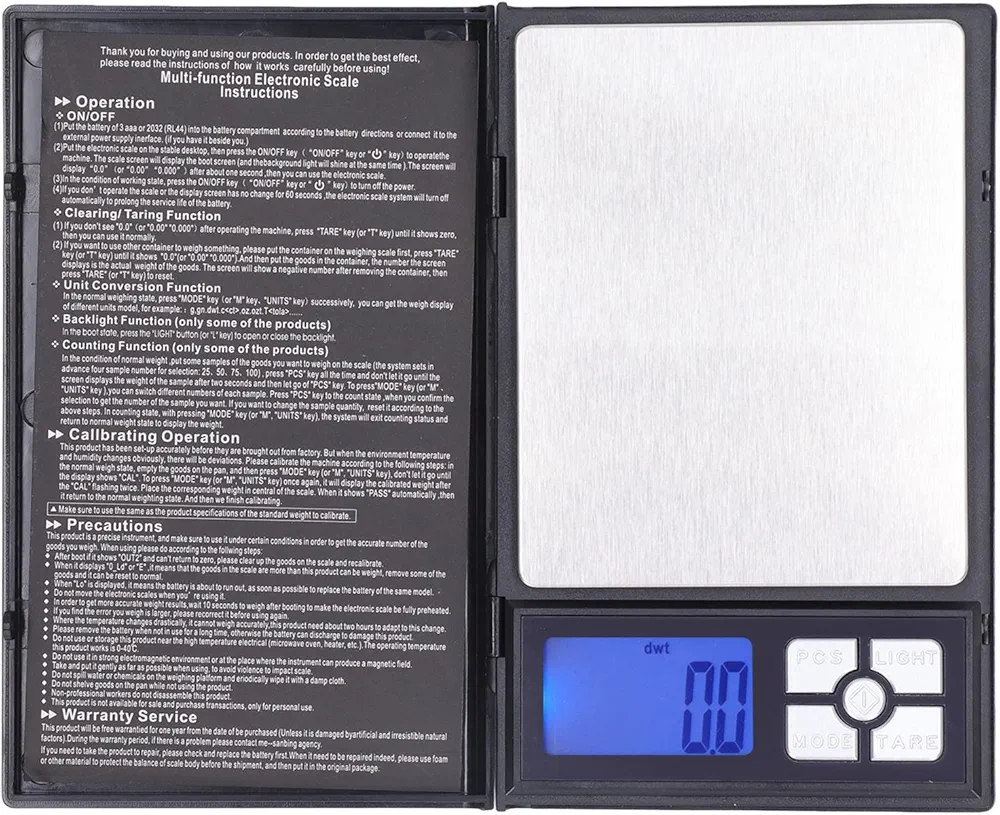 2000g Gram Scale ABS Stainless Steel Jewelry Weighing Food Kitchen Scale 0.1g Accuracy Digital Display Mini Pocket Scale G Gn Ct Oz Ozt DWT Measurement Unit
