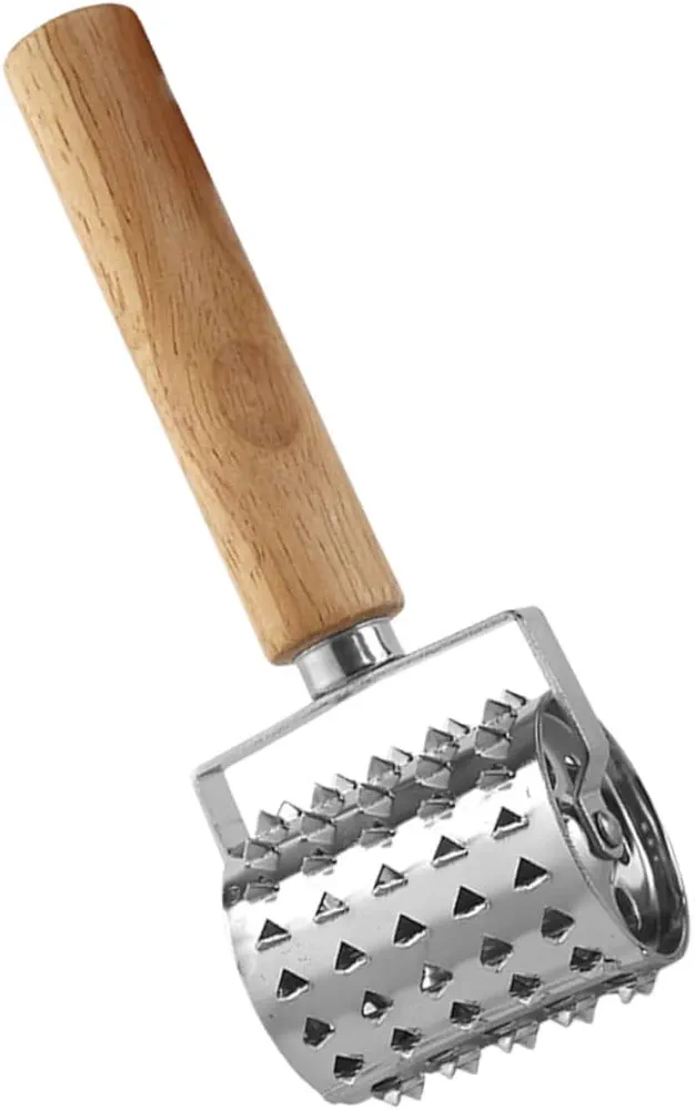 Mikinona Meat Tenderizer Meat Pounding Tool Kitchen Gadget Fish Tenderizer Meat Grinder Meat Tenderizing Tool Meat Cuber Heavy Wooden Handle Tenderizer Beef Pounder Stainless Steel Silver