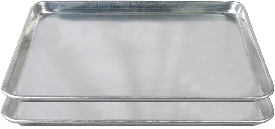 Tiger Chef 1/4 Quarter Size 9.5 x 13 inch Aluminum Sheet Pan Commercial Bakery Equipment Cake Pans NSF Approved 19 Gauge 2 Pack