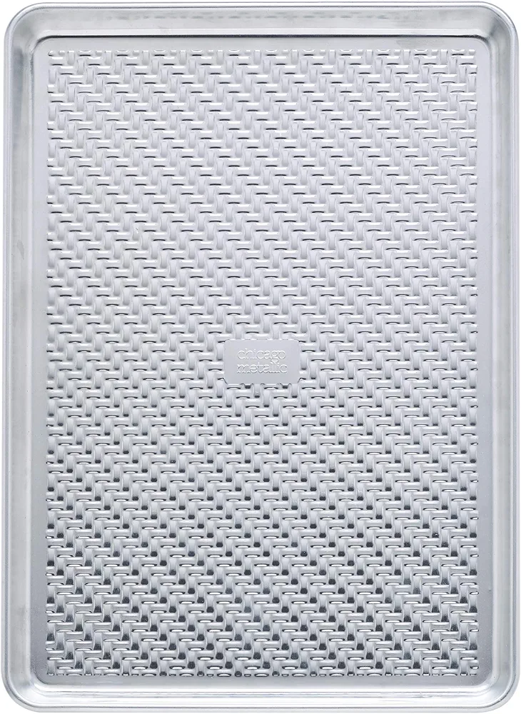 Chicago Metallic Uncoated Textured Aluminum Large Cookie/Baking Sheet, 13-Inch-by-18-Inch, Silver
