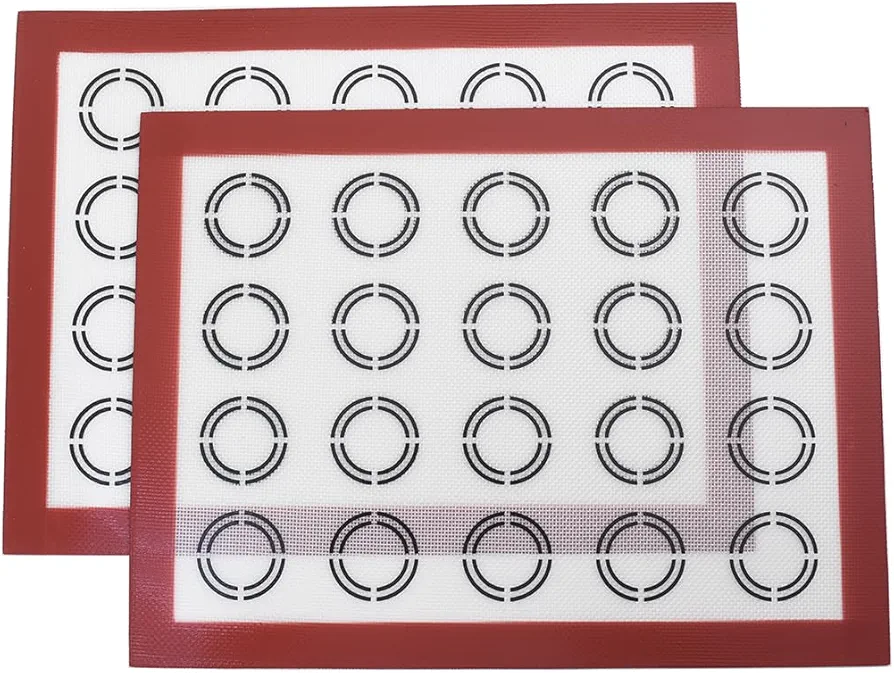 Baking Silicone Mat, Silicone Pads for Kitchen Size "11.81 x 15.74" Silicone, Non-stick,Silicone Baking Mat Food Safe Baking Mat,Cookies Breads, Pastries(2, Red Border and White Background)