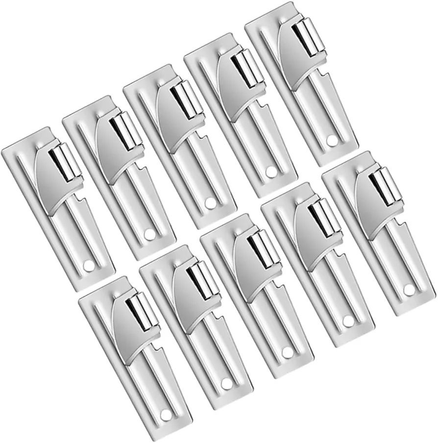 10pcs Stainless Steel Can Opener Wine Opener Camping Can Opener Can Punch Opener Safety Can Opener Multi-function Bottle Opener Portable Lid Opener Handheld Can Opener Silver Luxshiny
