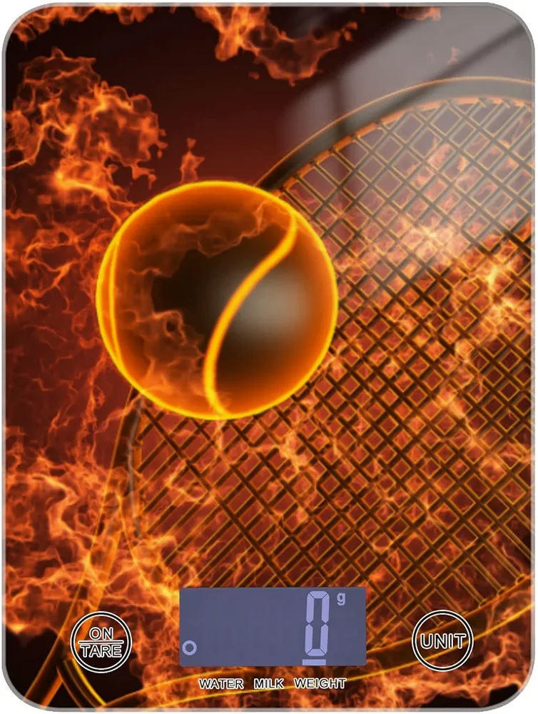 Tennis Racket Fire Food Scale Waterproof Digital Kitchen Scales Weight Ounces and Grams with Weight Loss for Kitchen Cooking Baking