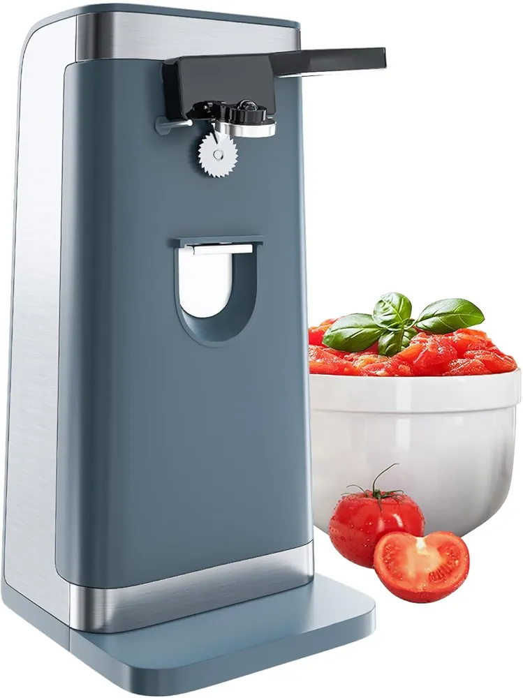 HOMOKUS Electric Can Opener,Automatic Can Opener with Easy-Clean Detachable Cutting Lever and Cord Storage(Grey)