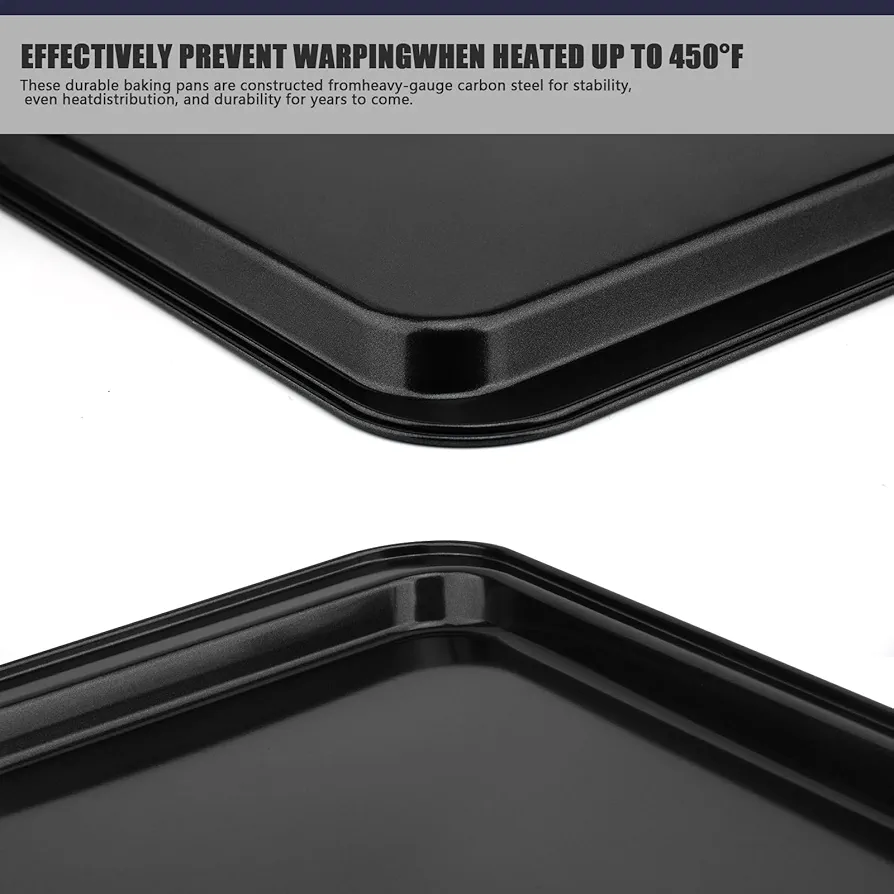 3 Piece Baking Sheet Pan Set Cookie Sheets for Baking for Oven Cookie or Pastry Baking Tray Cookie Sheet for Oven Non-Stick Bakeware Pans with Grips