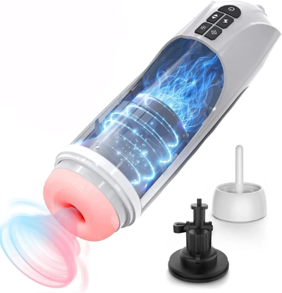 Hands Free Male Masturbator - Automatic Penis Stroker with Thrusting & Sucking & Heating & Suction Wall Mount, Blowjob Simulator Milking Machine for Men Sex Toy Pleasure Device Silicone Pocket Pussies