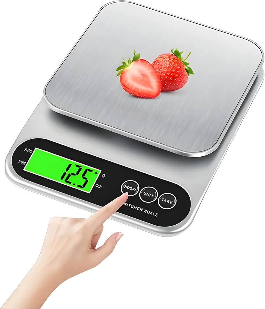 High Precision Digital Kitchen Scale 22lb/10kg - Stainless Steel, 0.1g Accuracy, Grams & Ounces, Multifunction LCD Display, Best for Food, Baking, Coffee, household small item weighing.