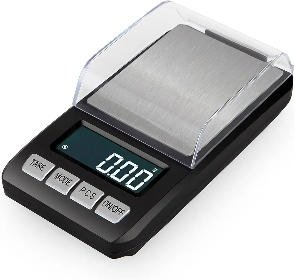 Small Pocket Scale 500gx0.01gram Accuracy with Windshield,Digital Weight Grams with LCD Display,Tare and PCS,Ounces and Grams,Travel Compact Kitchen Scales for Jewelry,Coins,Powder,Herbs, Spices,Weed
