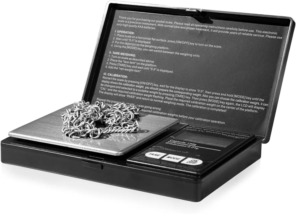 Digital Pocket Gram Scale,100g x 0.01g Digital Gram Scale, Jewelry Scale, Food Scale, Kitchen Scale Black, Battery Included