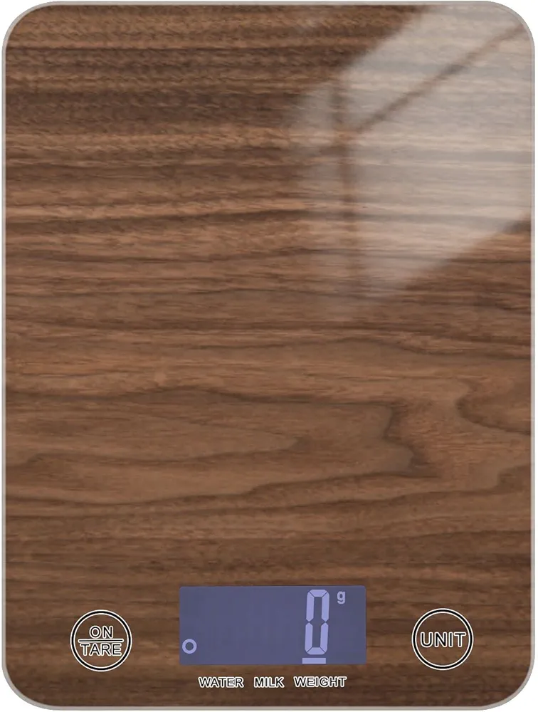 Food Scale Walnut Planks Wood Digital Kitchen Scale Weight Grams and Oz for Cooking Baking