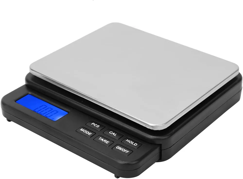 Digital Kitchen Scale High Accuracy Scales Digital Weighing Scales Electric Food Cooking Jewelry Scales with Blue Backlit Display 1000g/0.01g for Weighing (Black)