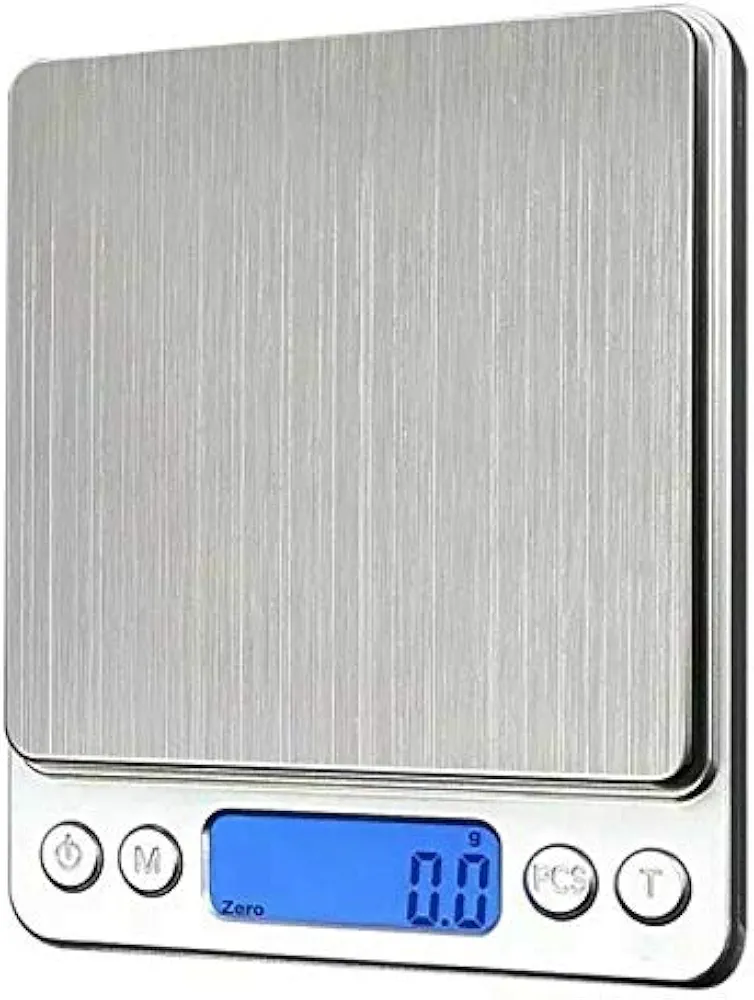 Digital Kitchen Scale, 3000g 0.01oz/ 0.1g Pocket Cooking Scale, Mini Food Scale, Pro Electronic Jewelry Scale with Back-Lit LCD Display, Tare & PCS Functions, Stainless Steel, Batteries Included