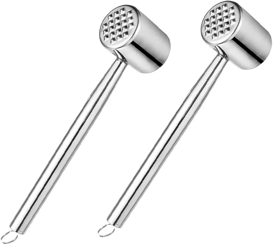 VOSAREA 2pcs Meat Tenderizer Chicken Hammer Kitchen Tenderizer Meat Grinders for Home Use Smasher Beef Tenderizer Chicken Tenders Tenderizing Steak Meat Hammer Silver 304 Stainless Steel