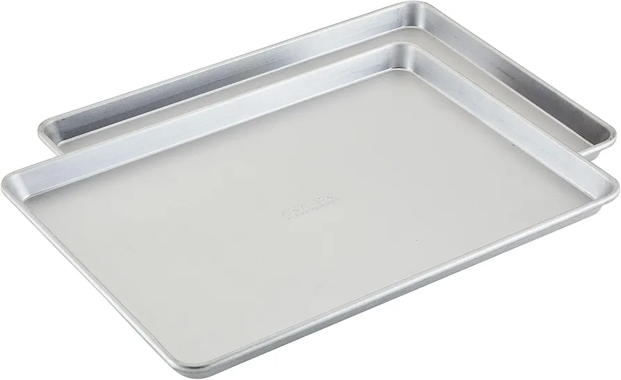 Anolon Pro Aluminized Steel Bakeware Half Sheet Baking Set/Cookie Pans, Two 13-Inch x 18-Inch, Silver