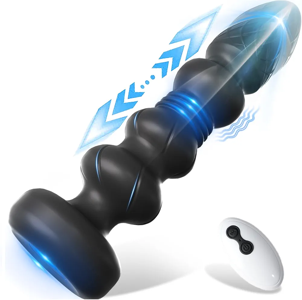 Thrusting Vibrating Prostate Massager Anal Butt Plug, Anal Male Adult Sex Toys for Men Women Couples, Remote Control Anal Dildo Vibrator, 10 Modes Anal Beads, HOESDIK Anal Training Sex Toy Game Play