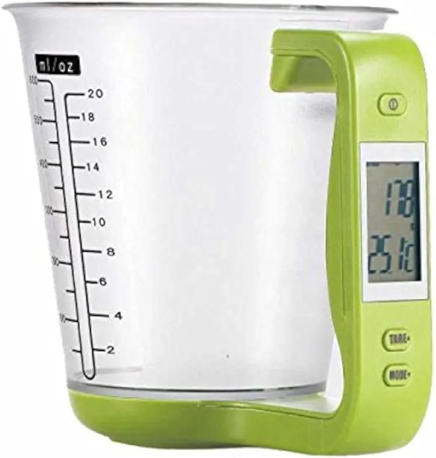 1Pcs Digital kitchen Electronic Measuring Cup Scale Household Jug Scales with LCD Display Temp Measurement 16x12.5x13.5cm (green)