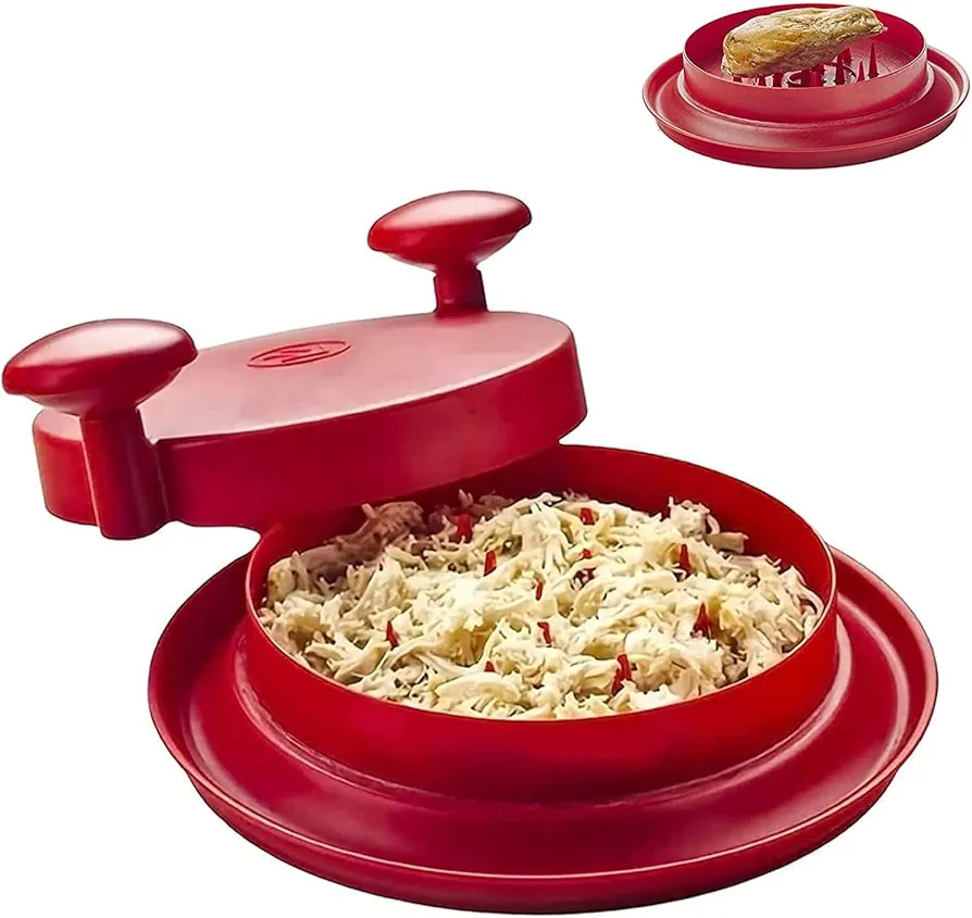 Rotations Chicken Shredder, Chicken Shredder Tool with Handles and Non-Skid Base, Shred Machine, for Meat and Food Vegetable Grinder (Red)