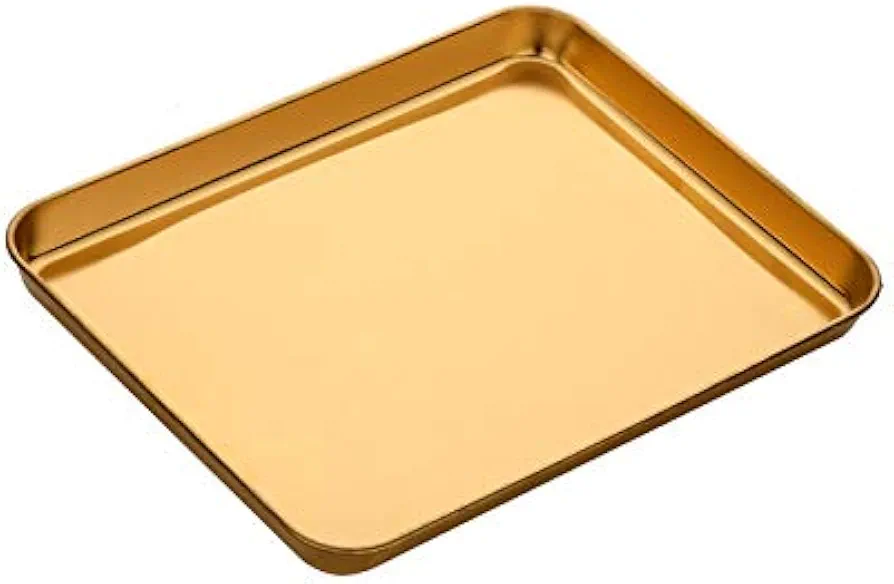 Meisha Baking Tray, Stainless Steel Baking Cookie Sheet, Rimmed Pan Baking, Non Toxic & Healthy, Mirror Finish & Rust Free, Easy Clean & Dishwasher Safe - Gold