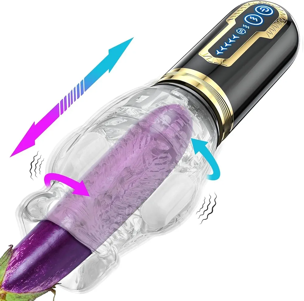 Male Sex Toys Automatic Blowjob Male Masturbator,Unencumbered/Unlimited Diameter/Upgrades 3D Realistic Textured Adult Sex Toys for Men,7 Vibrating/5 Rotating/5 Thrusting Modes for Pleasure Realistic