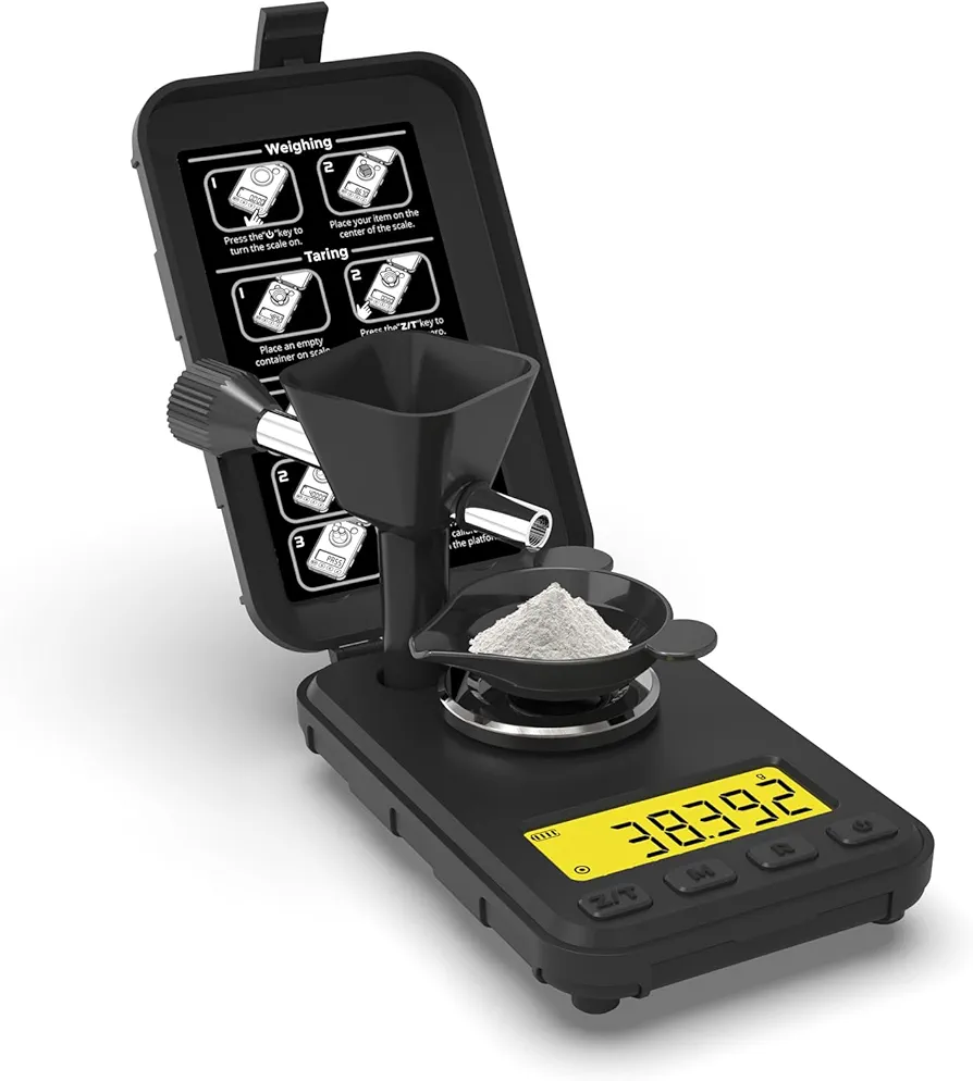 MAXUS Reloading Scale 50g/0.001g with Powder Trickler, Powder Scale with 3 Backlight Colors, Milligram Scale with Repeat Mode