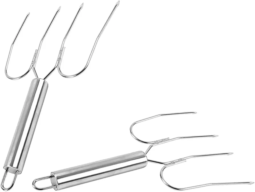 PRETYZOOM 2pcs Stainless Steel Turkey Fork Turkey Bbq Lifter Chicken Forks Turkey Forks Turkey Lifters Heavy Duty Roasting Chicken Wing Fork Turkey Claws Turkey Lifting Forks Silver