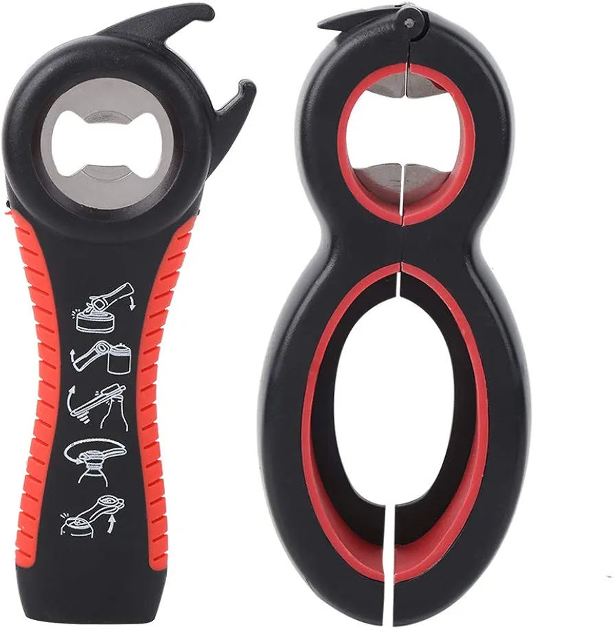 Jar Opener Multifunction 5 In 1 Bottle Opener Can Opener Set Kitchen Gadget Black Red For Home Use